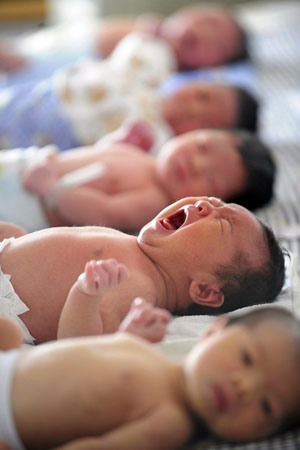 New-born babies are seen at a hospital in Hefei